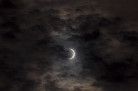 A slightly overcast sky in Eugene, Oregon provided a dramatic backdrop to the eclipse.