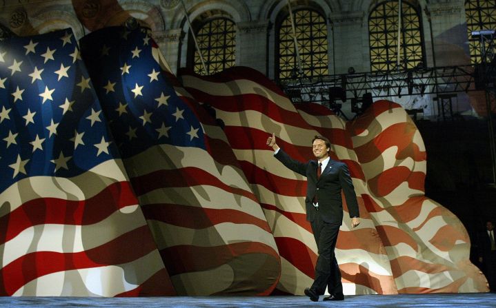 A month later, the candidate for vice president speaks at an Election Night campaign rally in Boston.