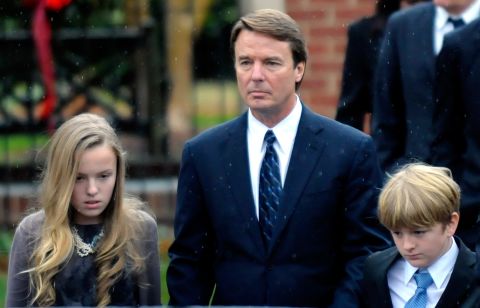 Edwards and two of his children, Emma Claire and Jack, leave the funeral service for Elizabeth Edwards, who died at 61 after a six-year battle with breast cancer in December 2010. 
