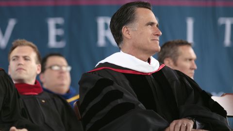 Mitt Romney delivered the commencement address at Liberty University in the midst of attacks on Mormonism.
