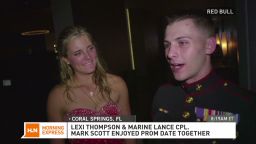 17 year old LPGA pro Lexi Thomson and her prom date Marine Mark Scott are interviewed after the prom.