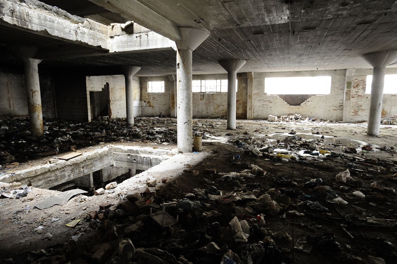 The inside of a derelict building in central Johannesburg. When businesses deserted the city center in the 1990s, squatters took over. The buildings are gradually being reclaimed as companies return.
