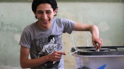 A young voter casts his ballot in Egypt's presidential election on May 23, 2012 in Cairo.