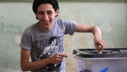 A young voter casts his ballot in Egypt's presidential election on May 23, 2012 in Cairo.