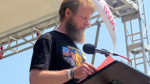 Robert Bergdhal speaks during Sunday's event. His son, Sgt. Bowe Bergdhal, was captured in Afghanistan in 2009.