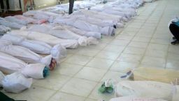 Photo from Syrian opposition's Shaam News Network shows bodies lying at a morgue in Houla on May 26.