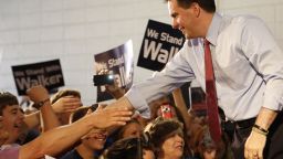 Wisconsin GOP Gov. Scott Walker campaigned in Waukesha, Wisconsin on May 24, 2012.