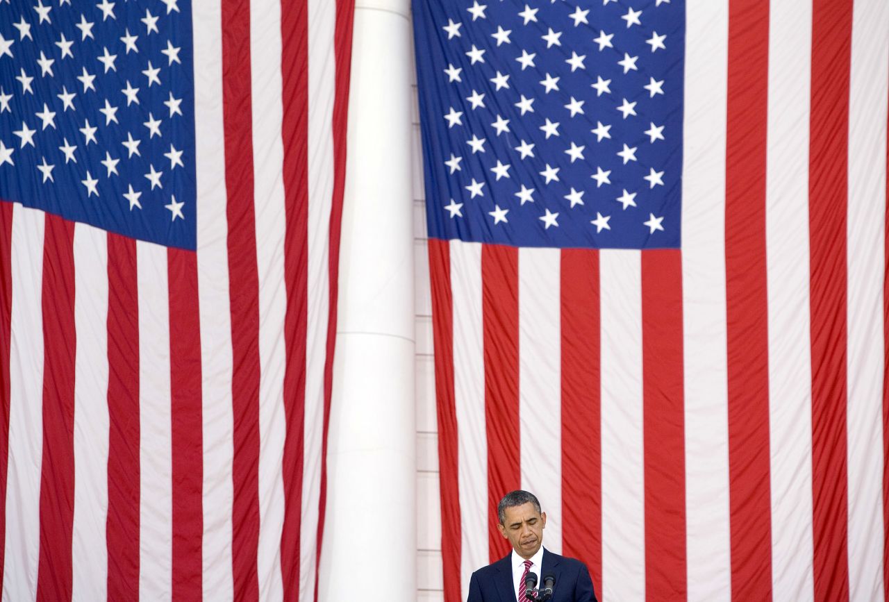 President Barack Obama speaks during a Memorial Day ceremony at Arlington National Cemetery on Monday.