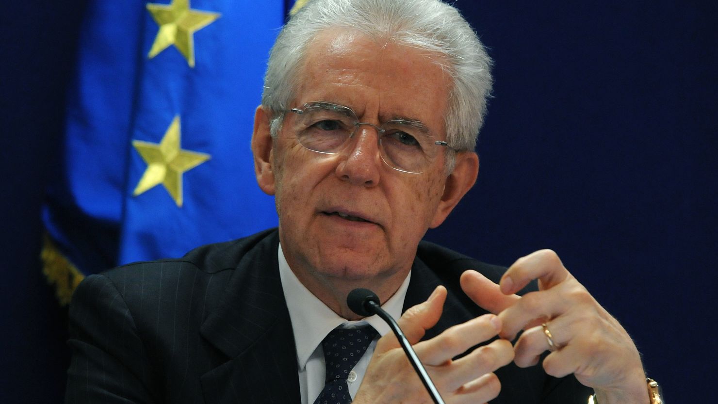Italian Prime Minister Mario Monti, seen in this May 2012 file photo, says his country will continue to support Afghanistan.