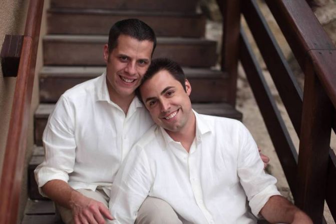 Craig Woodward (left) proposed to Scott Norton by the ocean at Laguna Beach, California, and surprised him by having all his family and friends there to share it.