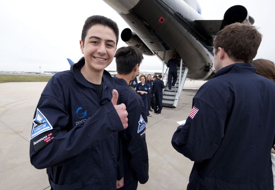 As a winner of the Space Lab competition, Mohamed was invited to Washington DC for a zero-gravity flight.