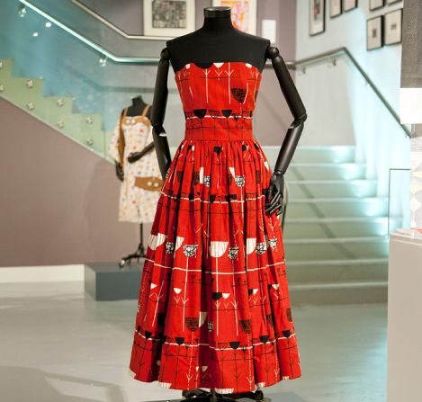 Strong color emerged from the austerity of the the post-war era -- as this exhibit from the London Fashion and Textile Museum demonstrates.