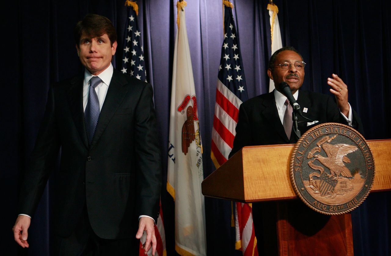 <strong>Rod Blagojevich,</strong> the one-time Illinois governor who was convicted of political corruption charges, left, denied he tried to sell a vacant U.S. Senate seat once held by Barack Obama: "I will fight until I take my last breath. <a href="http://www.cnn.com/2008/POLITICS/12/19/blagojevich.speaks/index.html?_s=PM:POLITICS">I have done nothing wrong</a>."