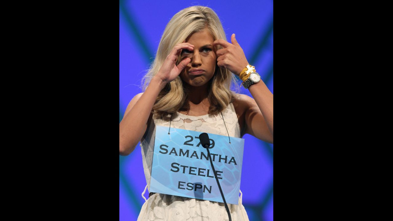 Samantha Steele thinks hard about her word during the second round.