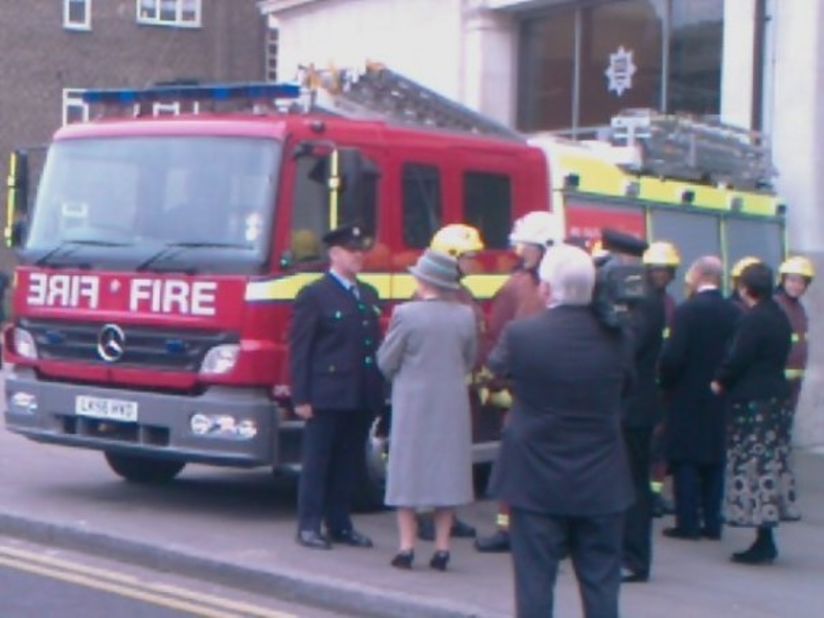 The queen inaugurates the headquarters of the London Fire Brigade, February 22, 2008, photographed by iReporter Jacob Varughese. He said: "Before I came down to the UK to do my studies and I had a dream that I would meet the queen once in my life, so when I did it was a dream come true."