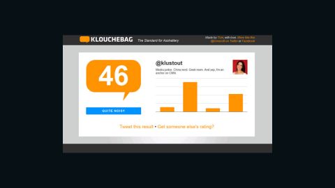 Klouchebag gives Kristie Lu Stout a rating of 46 or "quite noisy" based on her Twitter feed.