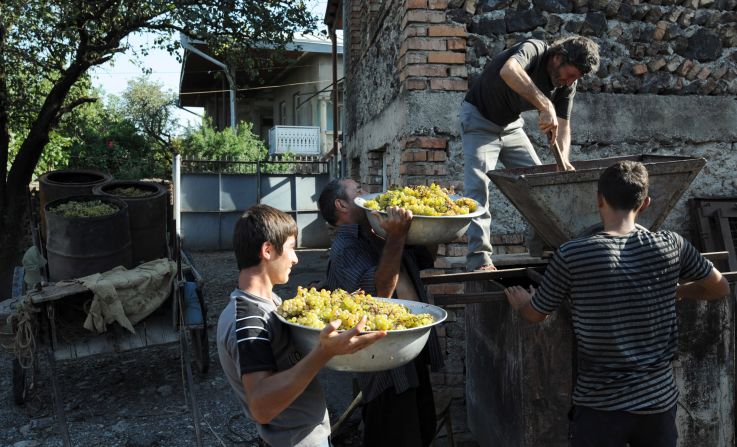 Wine-making in Georgia dates back over 8,000 years. Many vineyards have retained traditional methods.