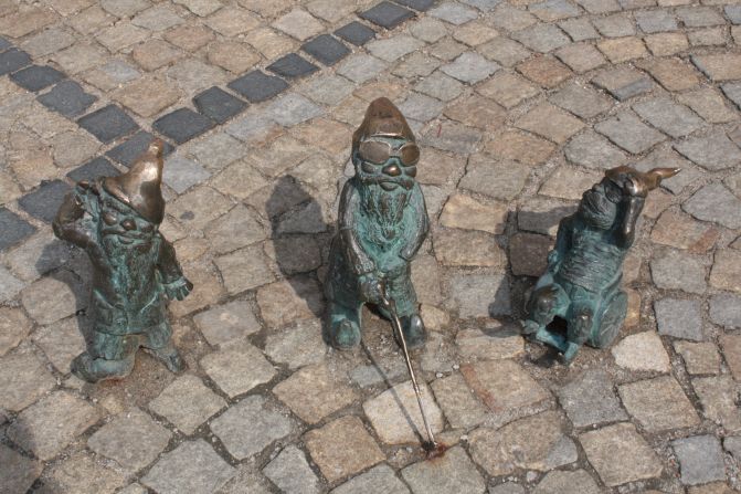 Tiny gnomes scattered throughout Wroclaw are a cool and unique feature of the city's streets, says iReporter Mary Skull. Some are placed in obscure locations and it becomes a fun challenge for visitors to try and find them all, she adds.