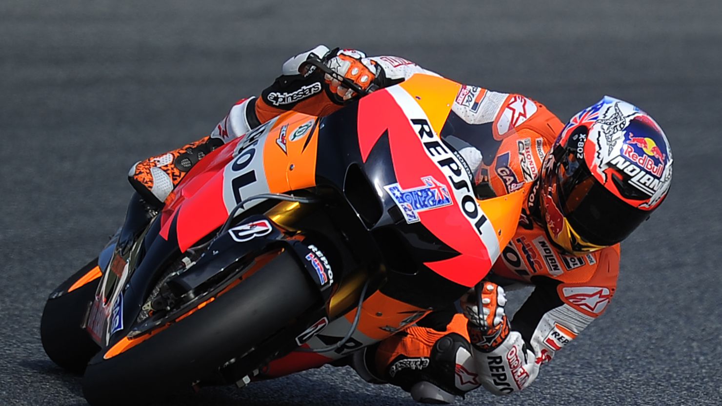 Australian motorcylist Casey Stoner in action at the Catalunya racetrack in Montmelo, near Barcelona, on Saturday.