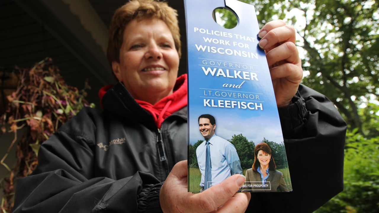 Oriannah Paul, founder of the Sheboygan Liberty Coalition, goes door knocking for Gov. Scott Walker.