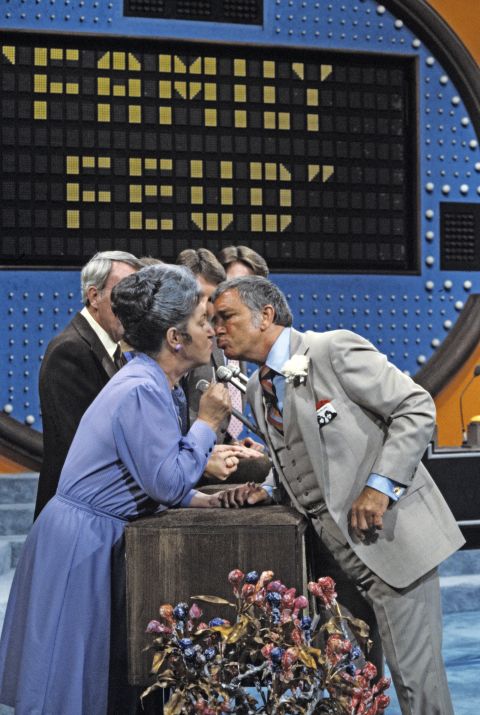 Dawson was known for greeting female contestants with a kiss, as in this 1984 episode of "Family Feud."