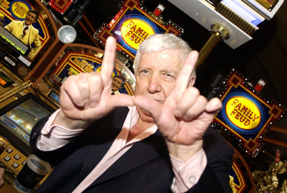 Richard Dawson in 2003 at the launch of the Family Feud Video Slots at the MGM Grand Hotel in Las Vegas.