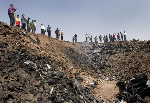 A Caspian Airlines plane went down in a field near the north-central Iranian city of Qazvin, on July 15, 2009, killing all 168 people on board and leaving a huge, smoldering crater.