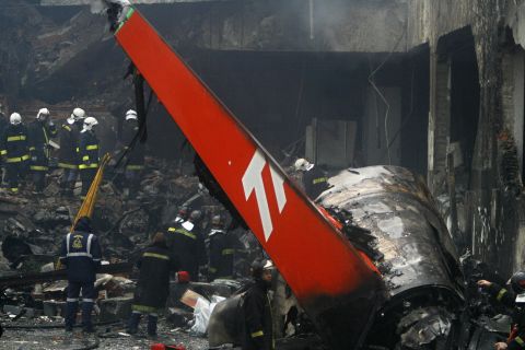 A TAM Airlines jet skidded off the runway into a gas station and burst into flames on July 17, 2007, after landing at the airport in Sao Paulo, Brazil. All 199 people on board were killed.