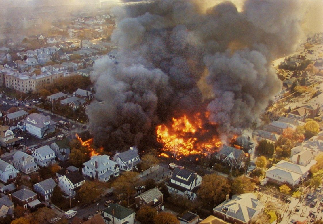 An American Airlines plane crashed in Belle Harbor, Queens, shortly after takeoff from John F. Kennedy Airport on November 12, 2001. The crash killed 265 people, including five people on the ground.