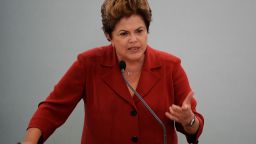 Brazillian Predient Dilma Rousseff speaks during the ODM Brasil Award ceremony in May.