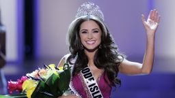 Newly-crowned Miss USA Olivia Culpo waves to the crowd after winning the pageant in Las Vegas, Nevada, Sunday night.
