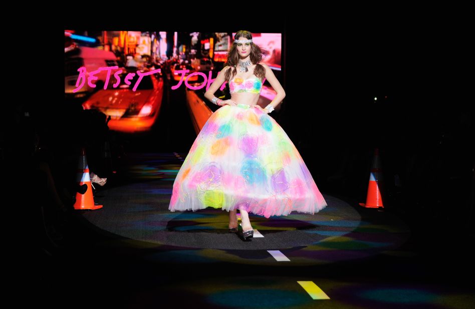 A model walks the runway at the Betsey Johnson Spring 2011 fashion show in New York City.