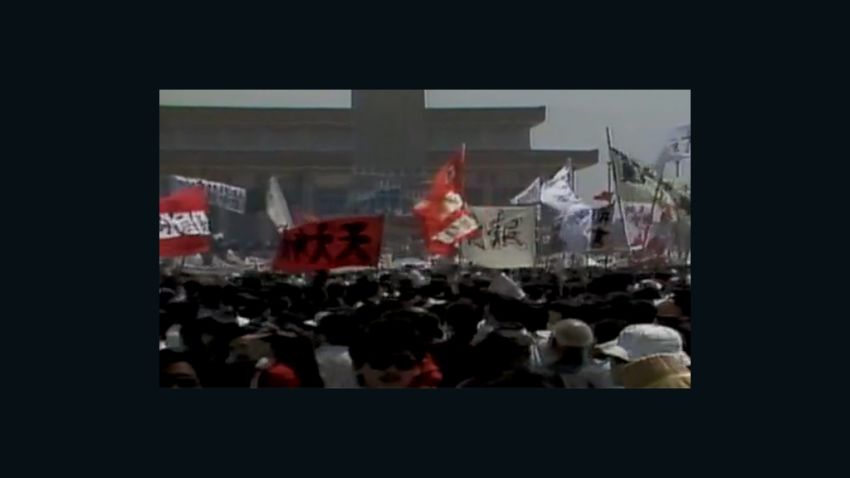 Student protests in Tiananmen Square ended when Chinese troops fired on crowds, killing hundreds and wounding thousands.