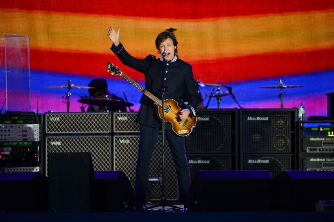 Former Beatles singer Paul McCartney headlines at the queen's diamond jubilee concert. McCartney kicked off his set with "Magical Mystery Tour."