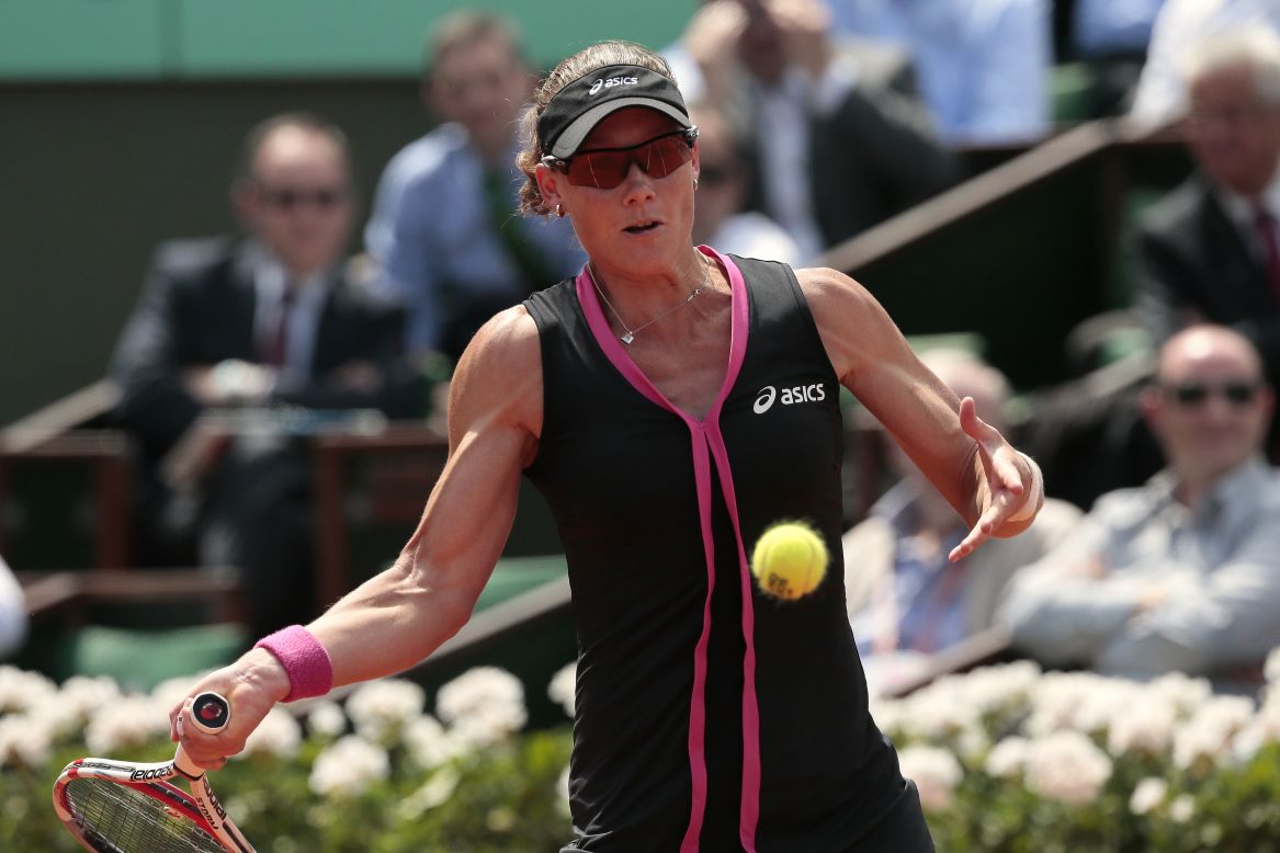 U.S. Open champion Samantha Stosur beat Slovakia's Dominika Cibulkova to reach the semifinals of the French Open for the third time in four years.