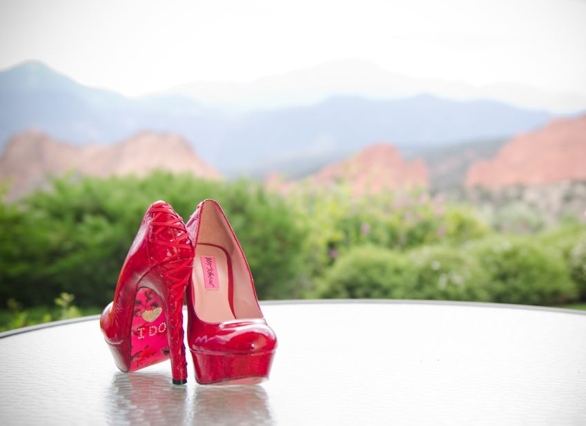 Betsy Johnson wore these "I Do" emblazoned red slippers by Betsey Johnson because she and her husband are from Kansas.