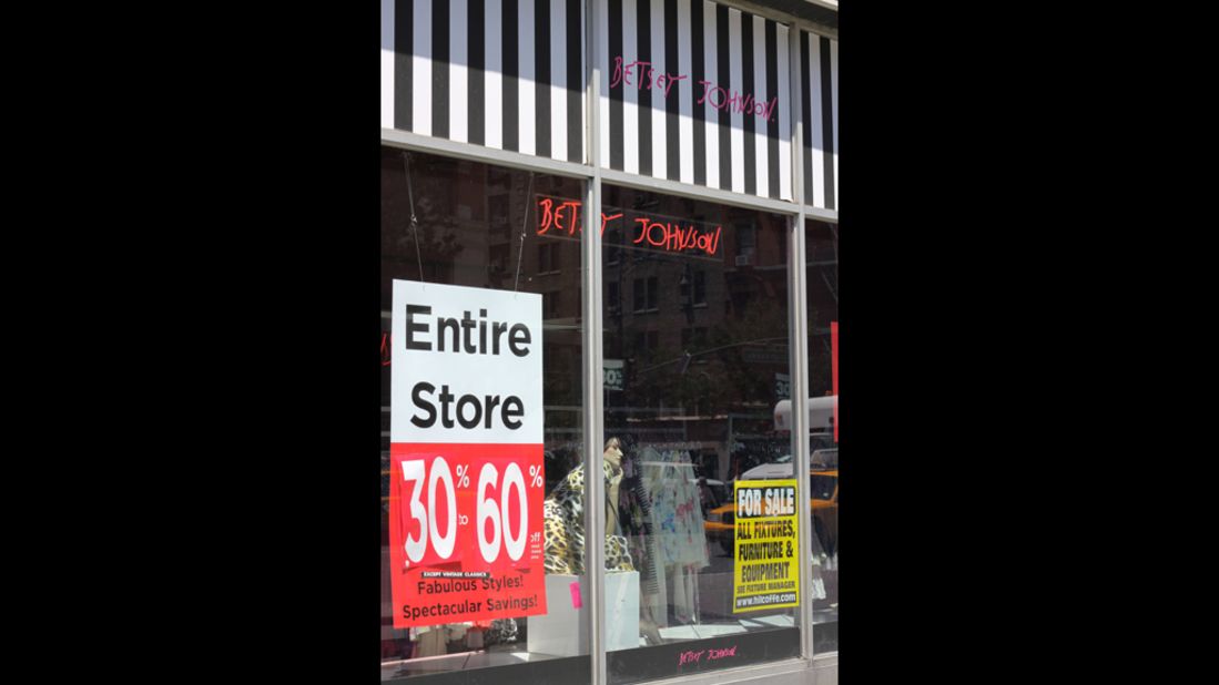 Betsey Johnson announced it would be closing all its retail stores, including this one on New York's Upper West Side,  after it filed for Chapter 11 bankruptcy in April 2012.