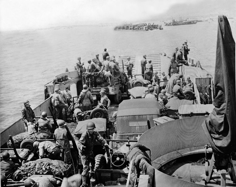 U.S. troops and vehicles are ready to disembark. D-Day was one of history's most consequential and gut-wrenching battles.