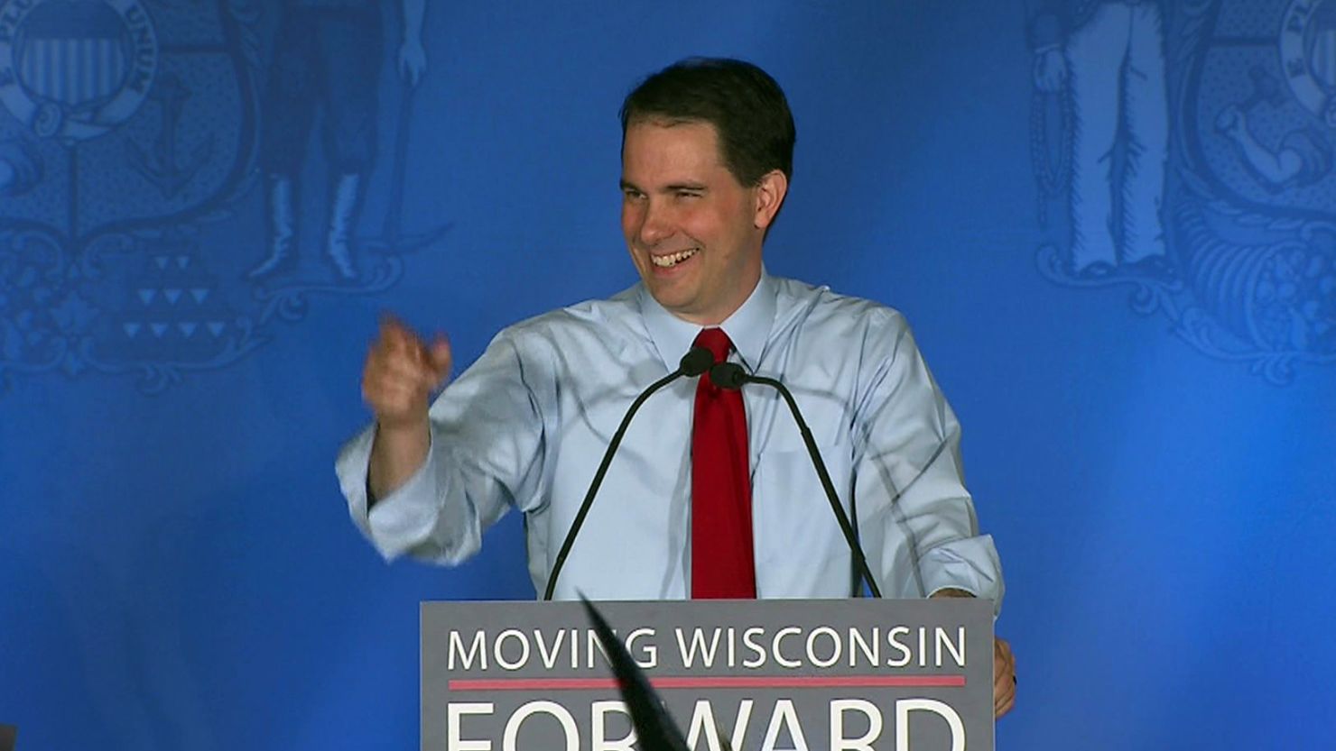 Wisconsin Gov. Scott Walker gives victory speech after the recall election results came in Tuesday evening.