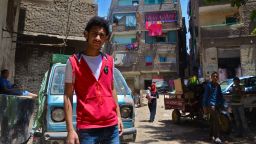 Khaled Gamal, 18, lives in Manshiyat Nasr, one of the poorest neighborhoods in Cairo, Egypt. He joined in some of the protests last year in Tahrir Square but says he couldn't afford to miss work too often to protest.