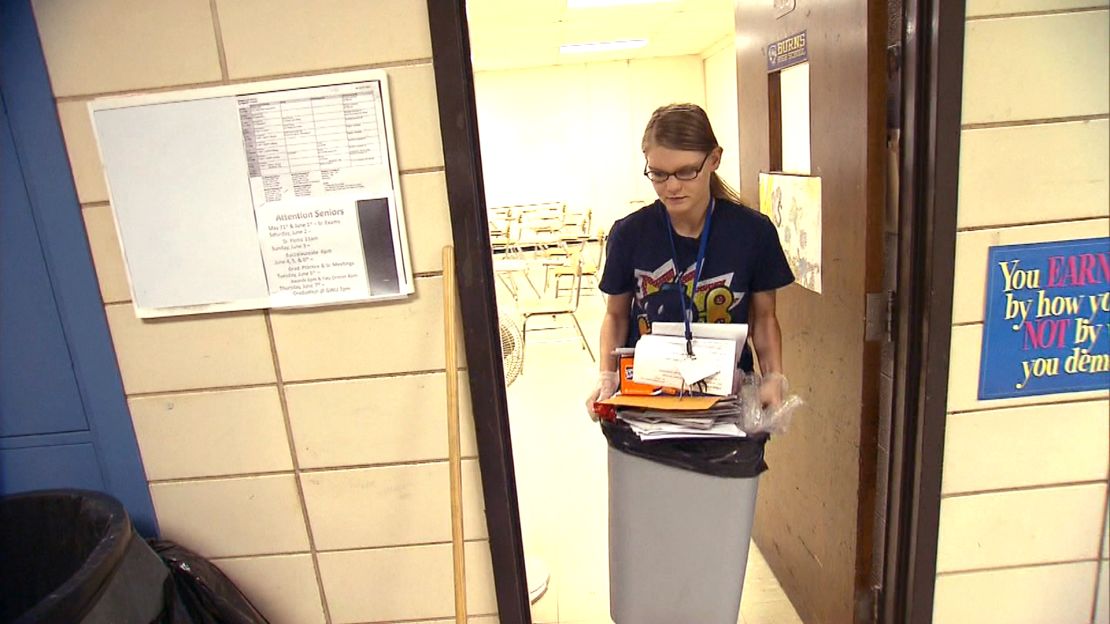 Dawn Loggins is working as a janitor to make ends meet.