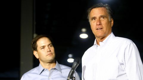 Mitt Romney and Marco Rubio are pictured on the campaign trail in 2012.
