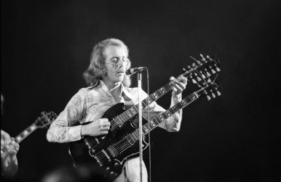 American Bob Welch plays at Sundown in 1972. Welch joined the band in 1971 before launching a solo career. On June 7, 2012, Welch died of a self-inflicted gunshot wound to his chest. He was 66.