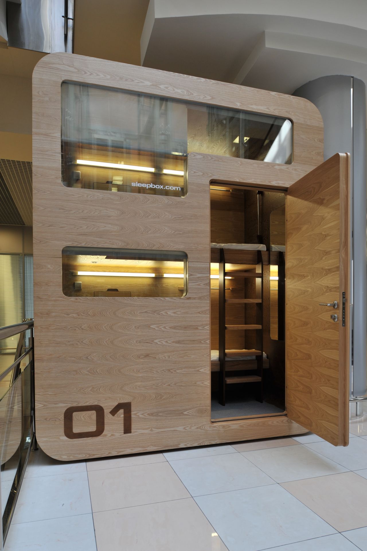The Russian-designed Sleepbox is currently on display as a demonstration model in Moscow's Sheremetyevo Airport.
