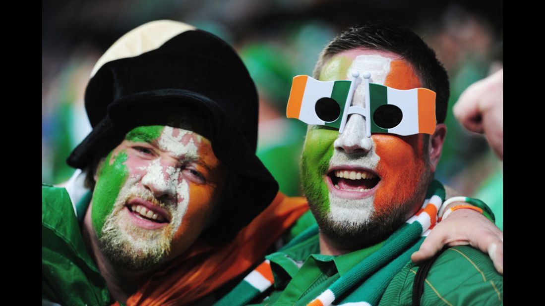 Ireland fans enjoy the atmosphere before Sunday's match against Croatia.
