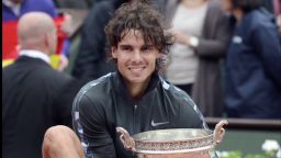 Rafael Nadal celebrates his French Open win, June 11, 2012.