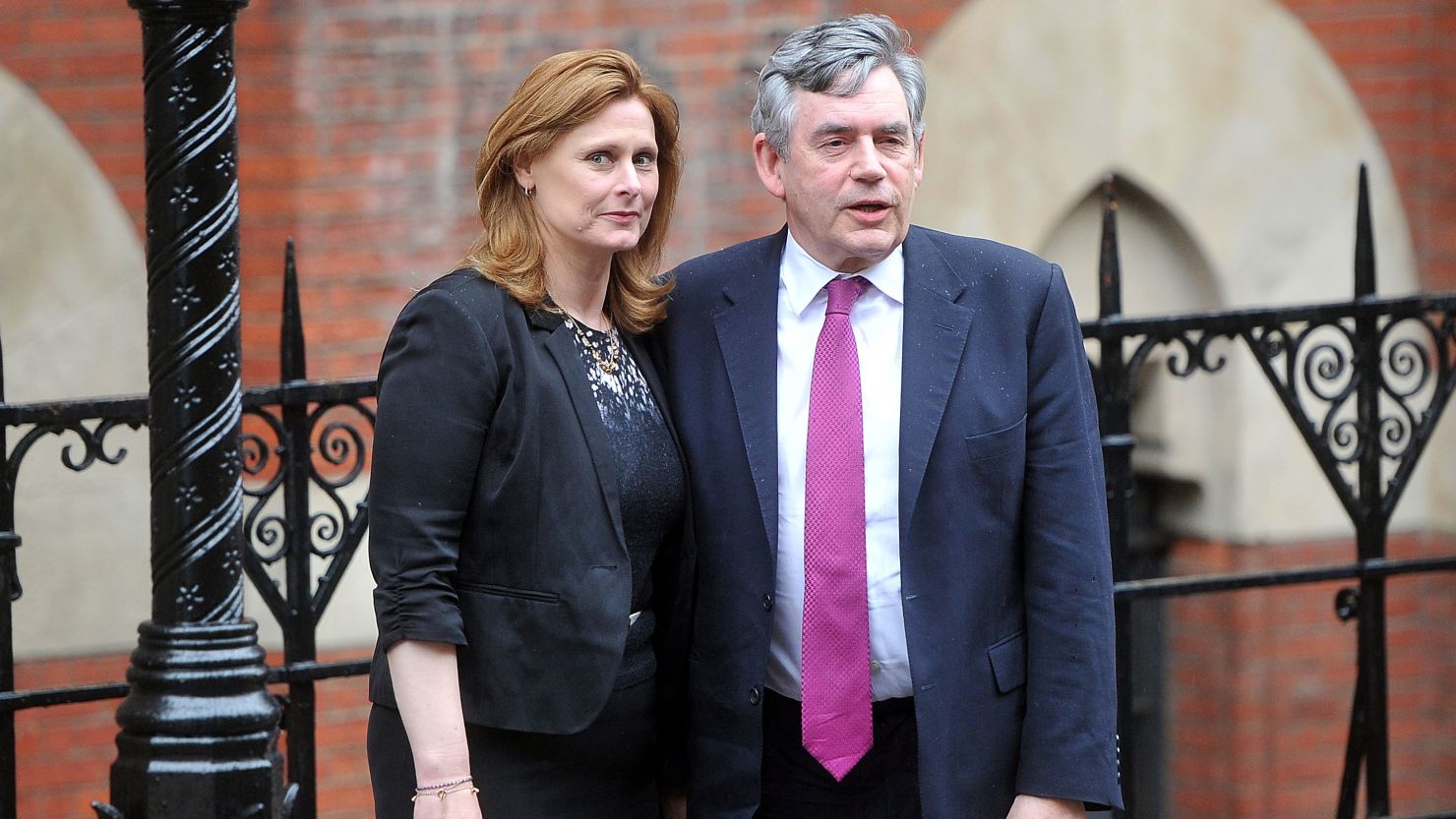 Former Prime Minister Gordon Brown and his wife, Sarah Brown, attend the Leveson Inquiry on Monday in London. 