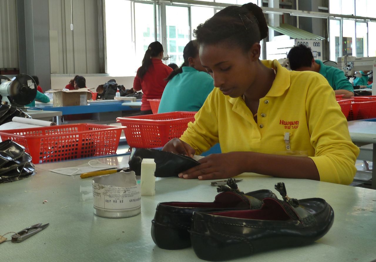 The company also sent 86 Ethiopian university graduates to China to train them to make shoes. 