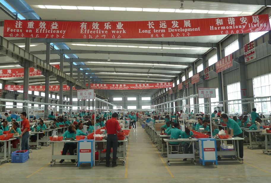 Chinese shoe maker Huajian has built a factory outside Adis Ababa, Ethiopia, employing some 550 local and Chinese workers.