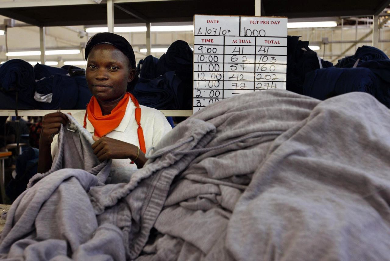 A worker in the Tristar Textile factory in Kampala, Uganda.